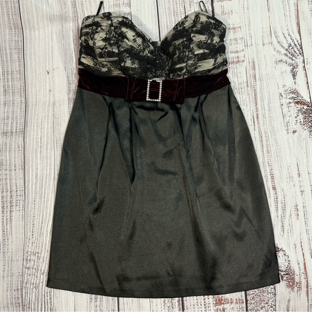 Charlotte Russe Black and Cream Lace Mini Dress